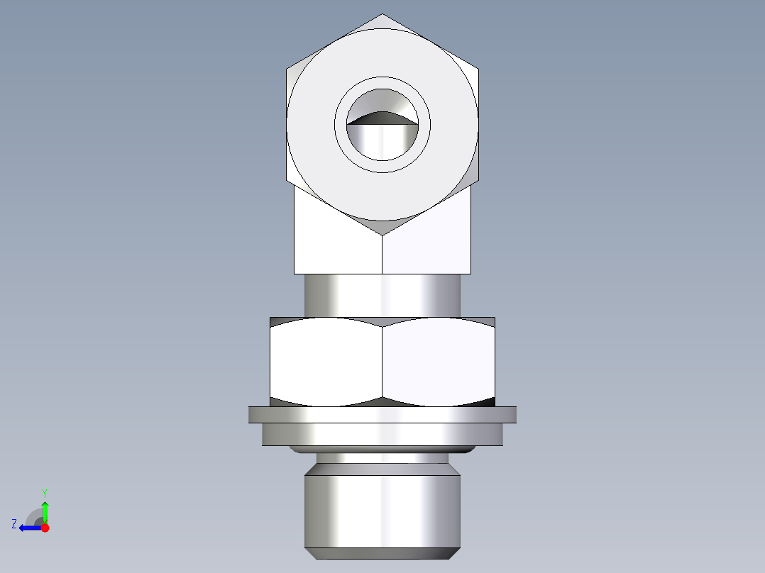 卡套式工业通用硬管接头EO_Adjustable_Locknut_elbow_WEE06LLRCF右视图