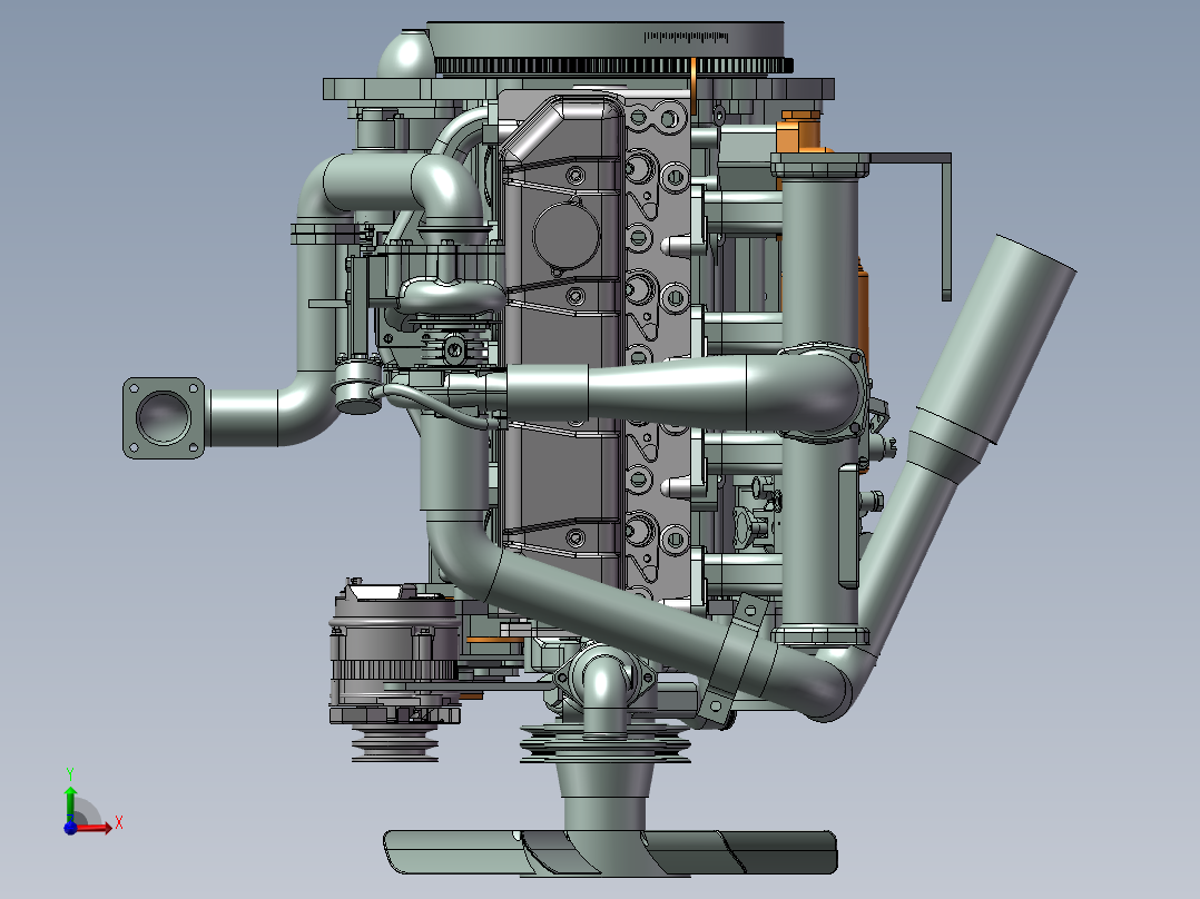 柴油发动机3D模型前视图