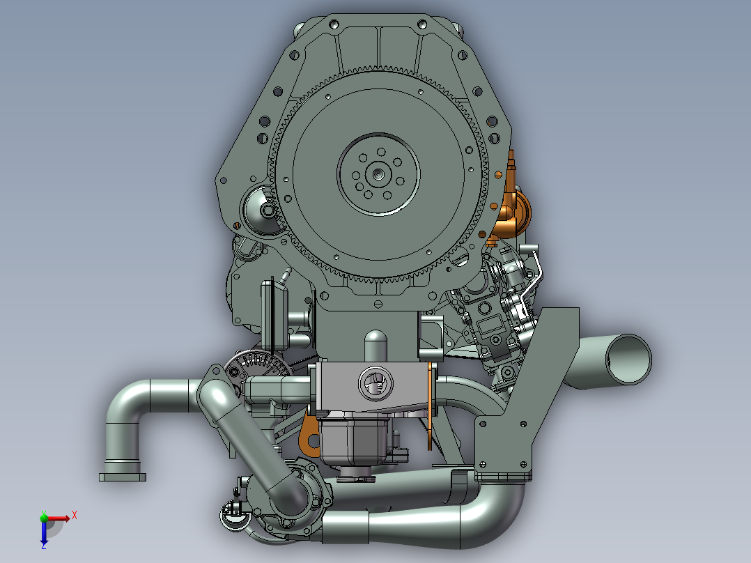 柴油发动机3D模型俯视图