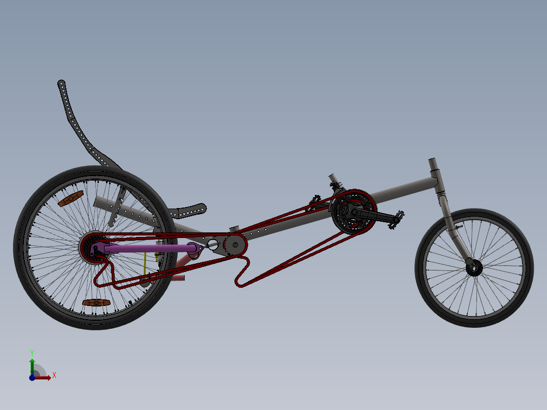 躺式三轮车前视图