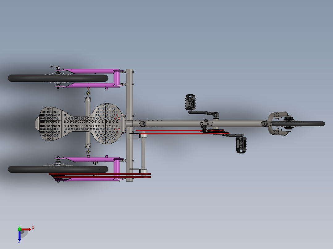 躺式三轮车俯视图