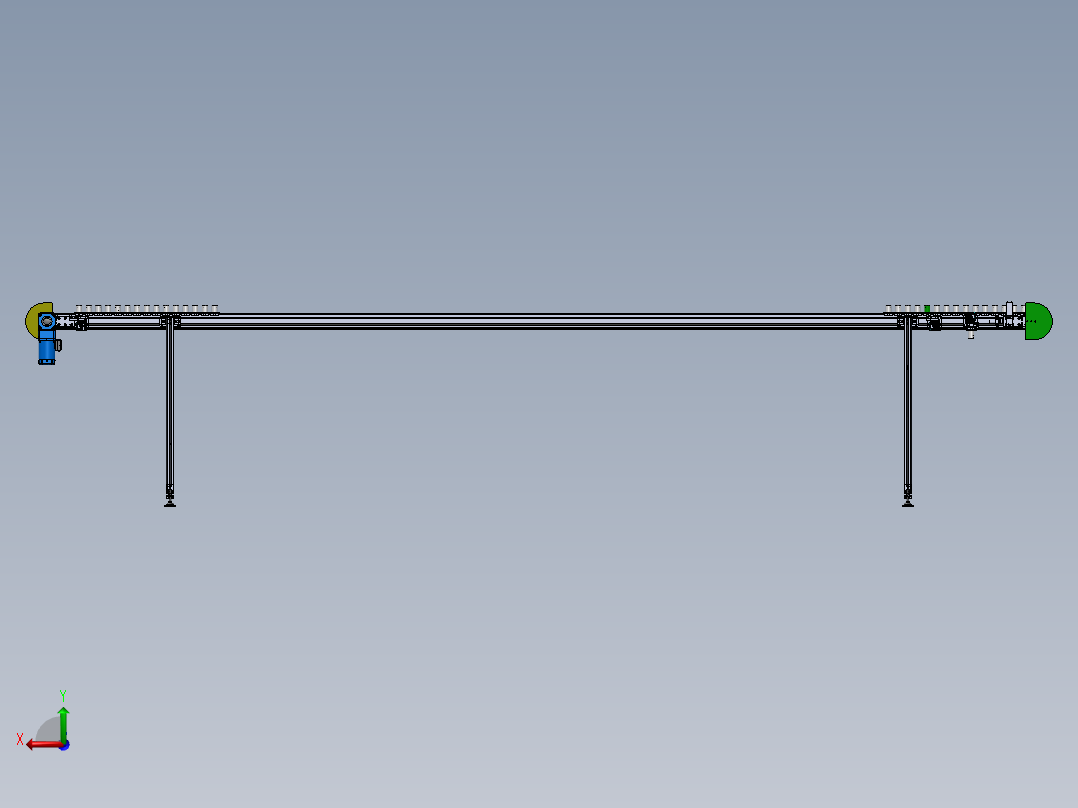 非标链板环型输送线3D图纸H846 非标自动化机械PROE模型 UG模型后视图