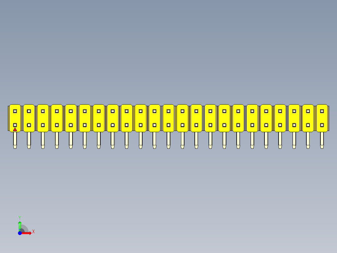 彩色公排针 100mil 2.54mm 系列-DS1022_yellow_2x23p_100mil_TypeD_rev1.0前视图