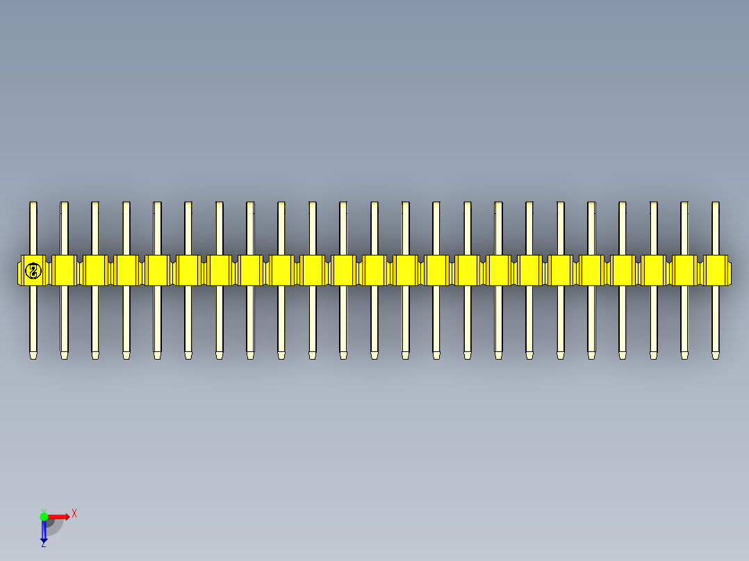 彩色公排针 100mil 2.54mm 系列-DS1022_yellow_2x23p_100mil_TypeD_rev1.0俯视图