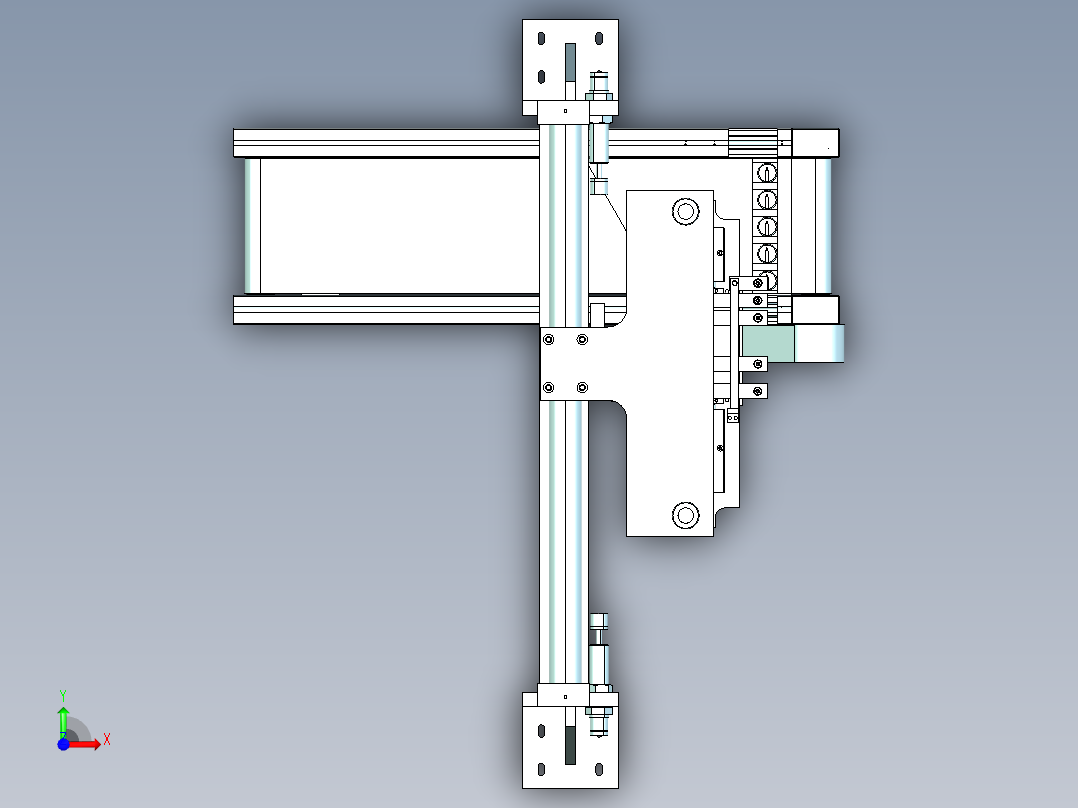 吸盘间距可调的机械手前视图