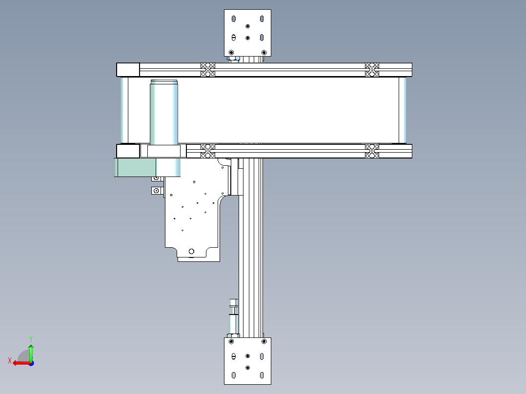 吸盘间距可调的机械手后视图