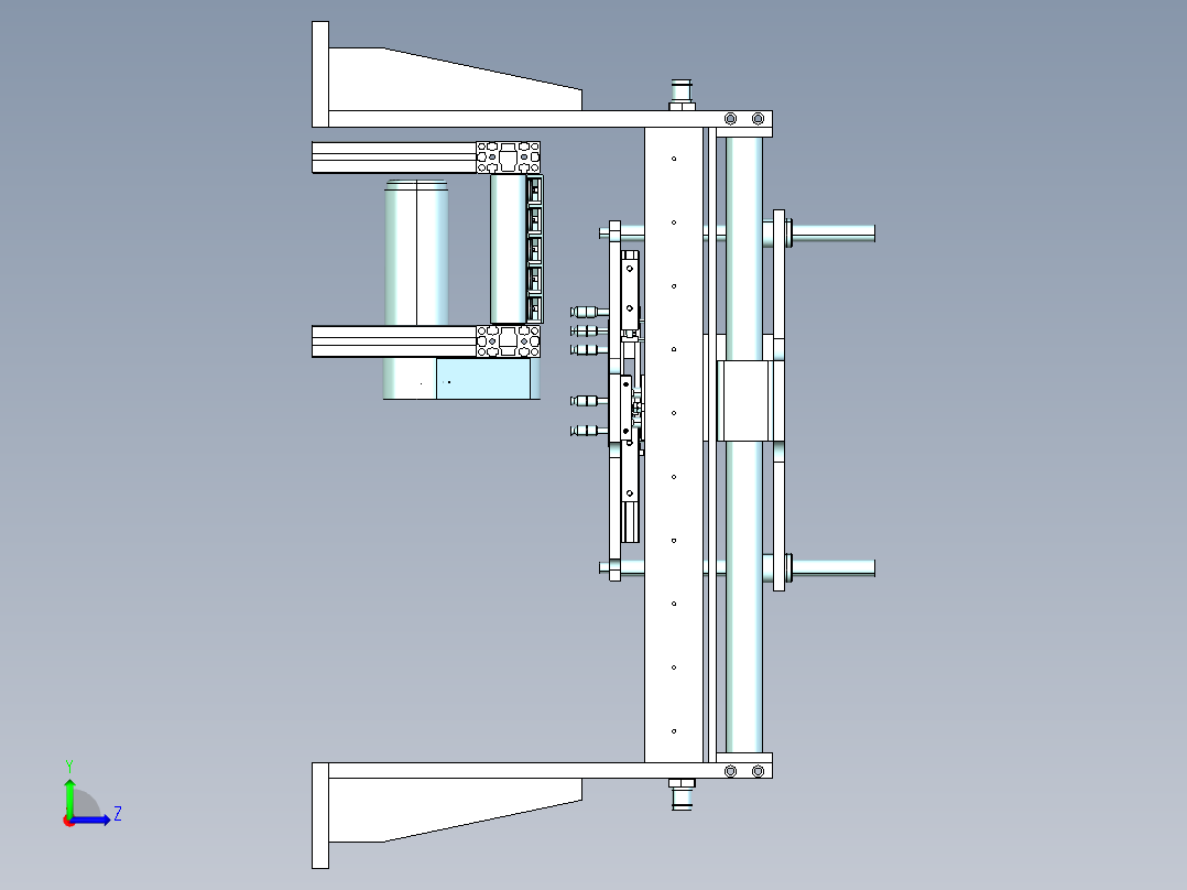 吸盘间距可调的机械手左视图