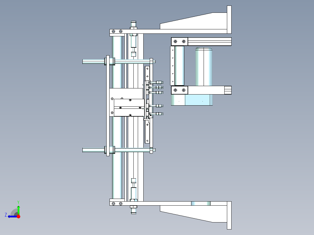 吸盘间距可调的机械手右视图