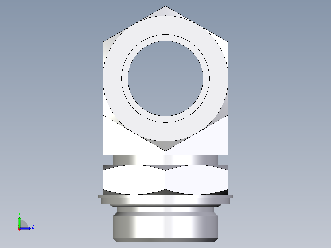 卡套式工业通用硬管接头EO_Adjustable_locknut_branch_tee_TEE35ZLRCF左视图