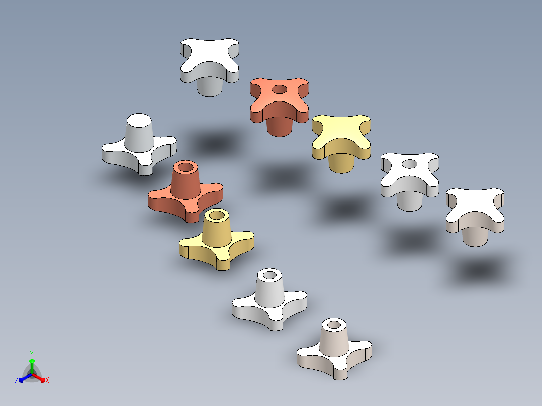 带设计表的手柄正等轴测图