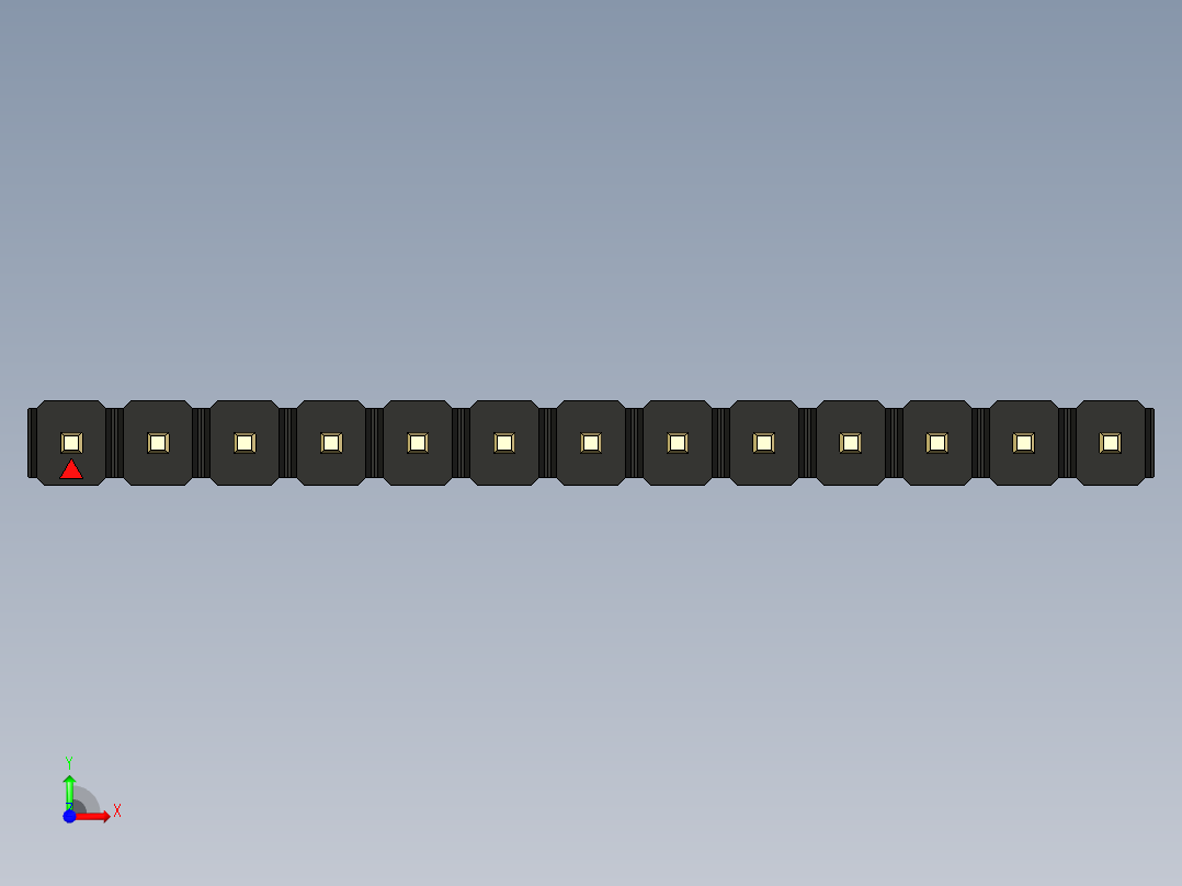 彩色公头100mil（2.54mm）系列-DS1021_black_1x13p_100mil_Type43_rev1.0前视图