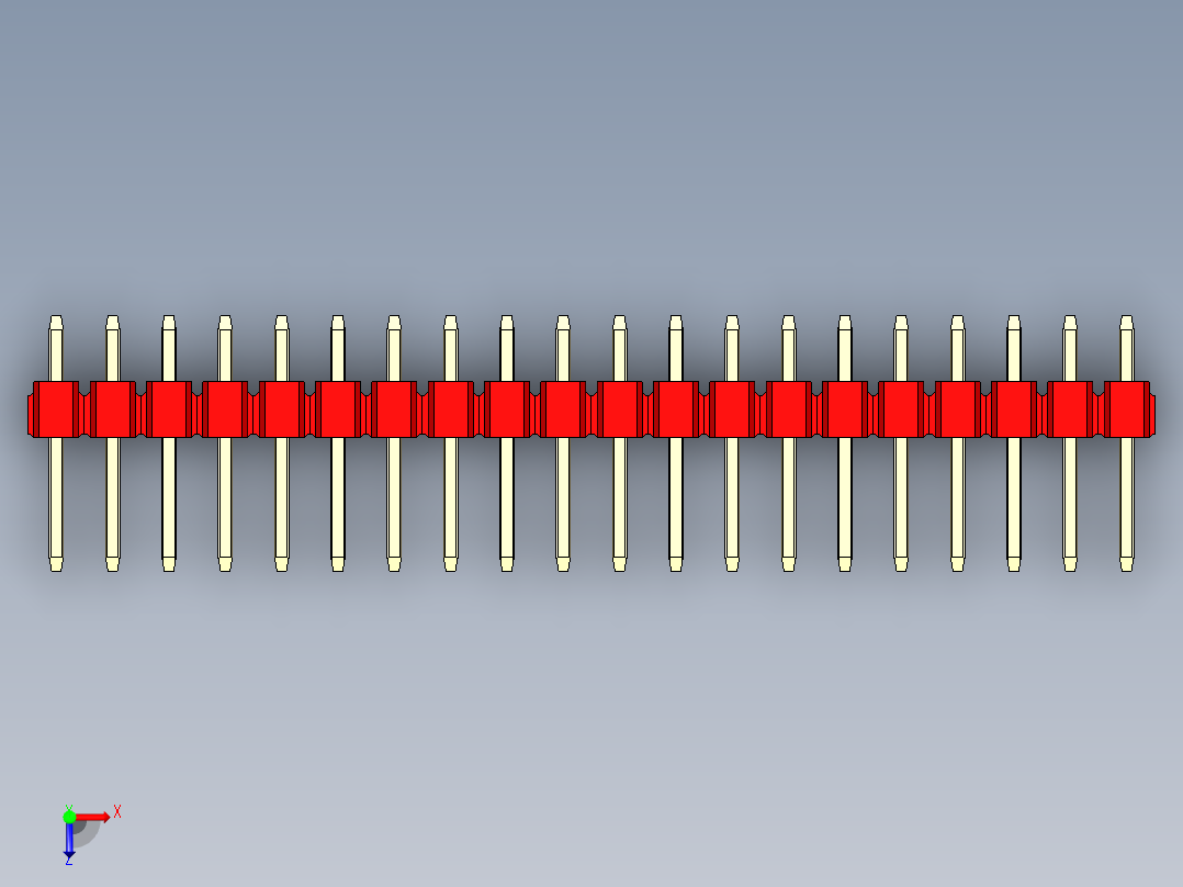 彩色公头100mil（2.54mm）系列-DS1021_red_3x20p_100mil_Type1_rev1.0俯视图