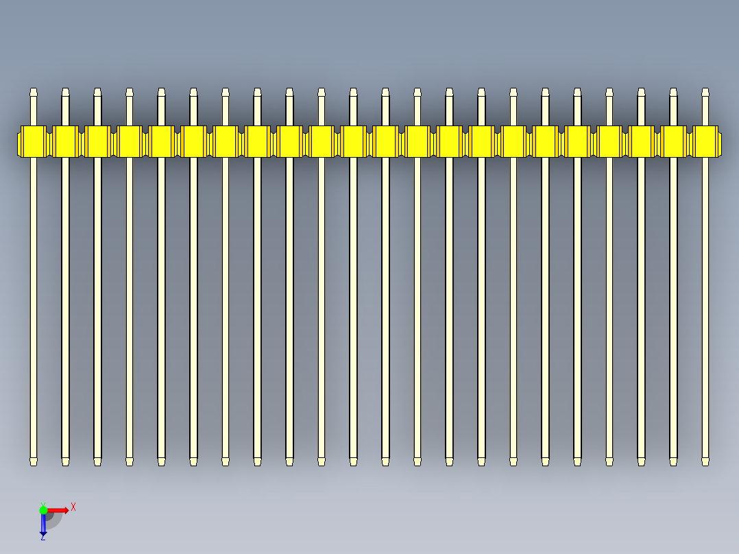 彩色公头100mil（2.54mm）系列-DS1021_yellow_1x22p_100mil_Type43_rev1.0俯视图