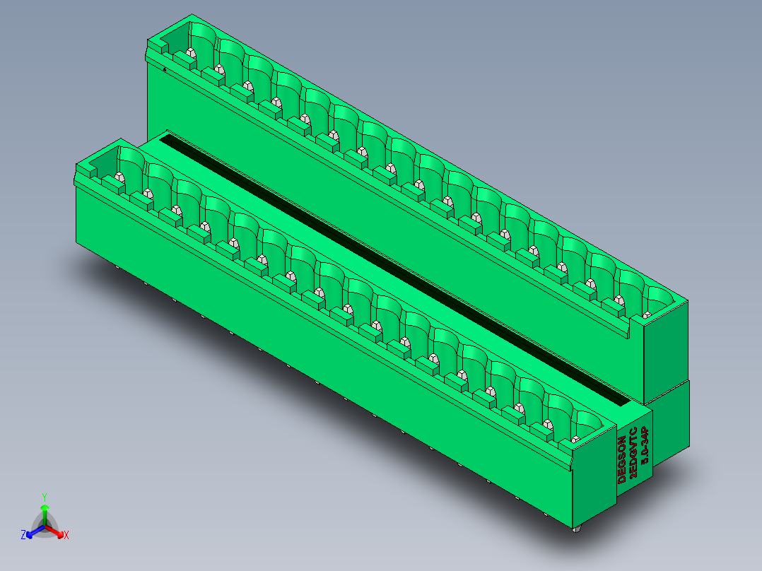 DEGSON 2EDG 系列 5.0mm 可插拔接线端子组-2EDGVTC-5.0-34P-14-00AH正等轴测图