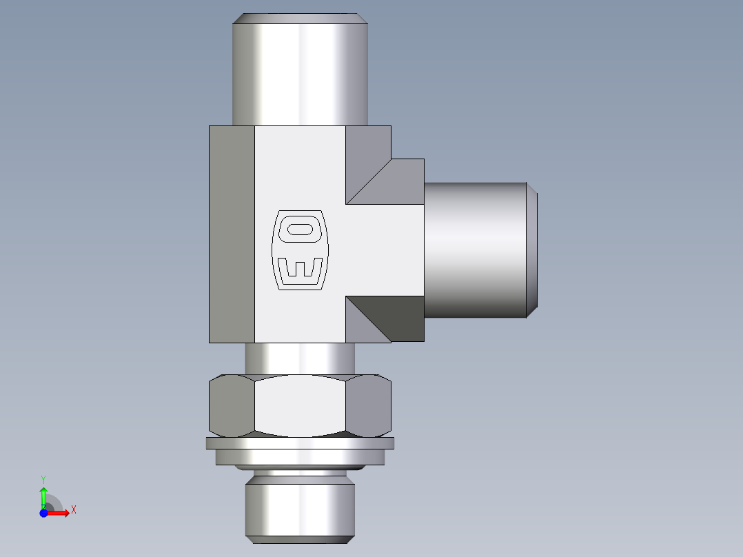卡套式工业通用硬管接头EO_Adjustable_locknut_run_tee_LEE06LROMDCF前视图
