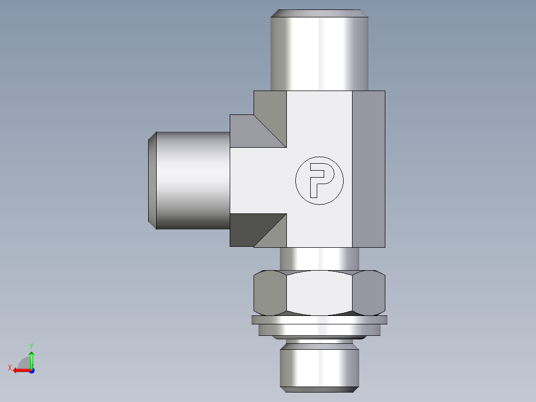 卡套式工业通用硬管接头EO_Adjustable_locknut_run_tee_LEE06LROMDCF后视图