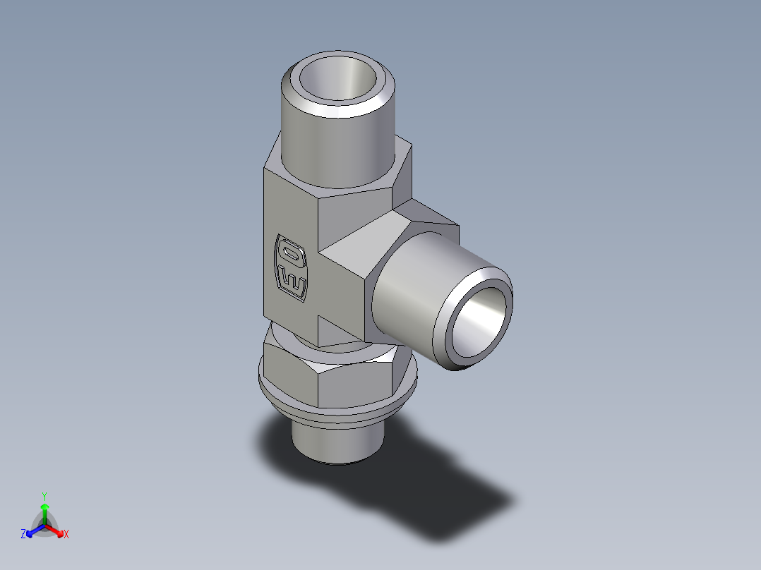 卡套式工业通用硬管接头EO_Adjustable_locknut_run_tee_LEE06LROMDCF正等轴测图