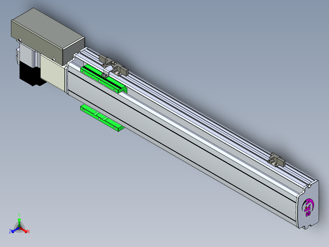 同步带滑台-半封闭B10H-L45-S450-R-P40-D3正等轴测图
