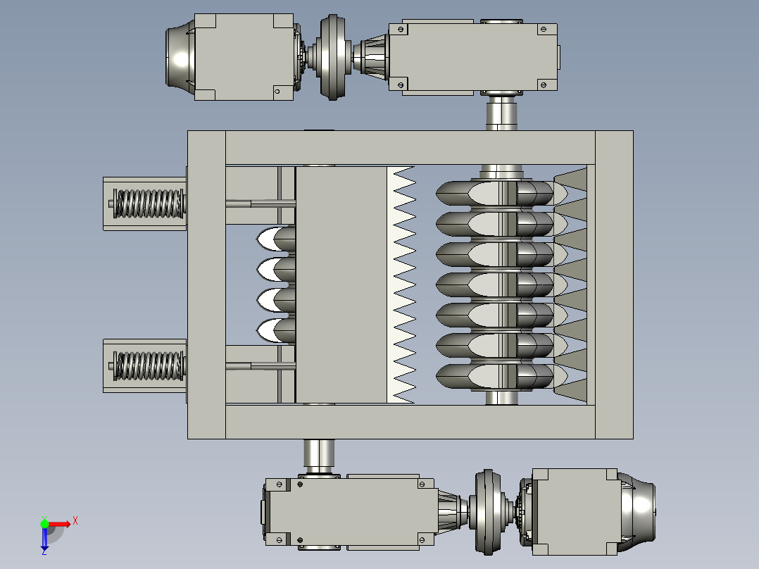 差动分级齿辊式破碎机设计含三维图俯视图