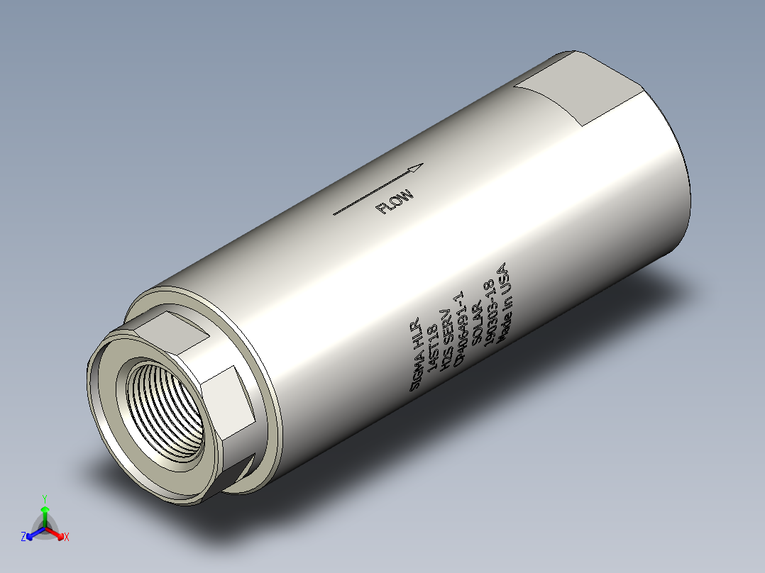 14ST18单向阀正等轴测图