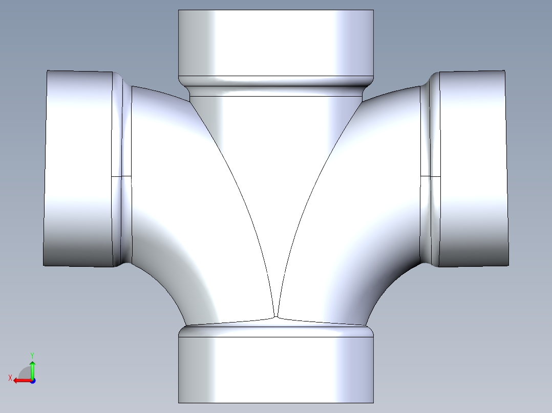 船舶管路系统S15_SeaDrainPLUS_DoubleSanitaryTee-SxSxSxS_37E161902_2in Sea Drain Plus - Sanitary Double Tee - SxSxSxS后视图