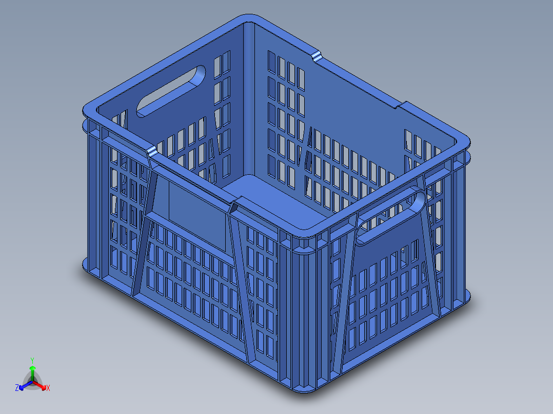 塑料周转箱395x300x244mm正等轴测图
