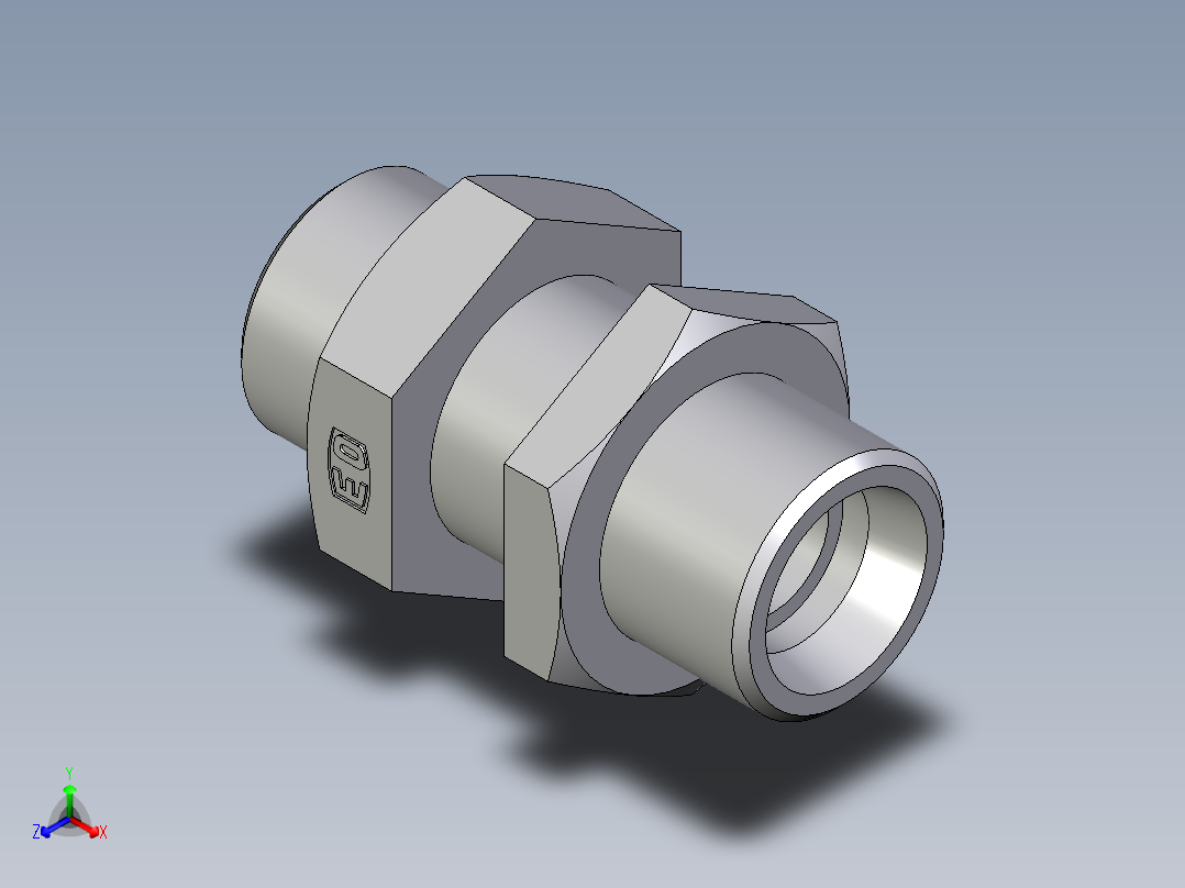 卡套式工业通用硬管接头EO_Bulkhead_union_SV20SOMDCF正等轴测图