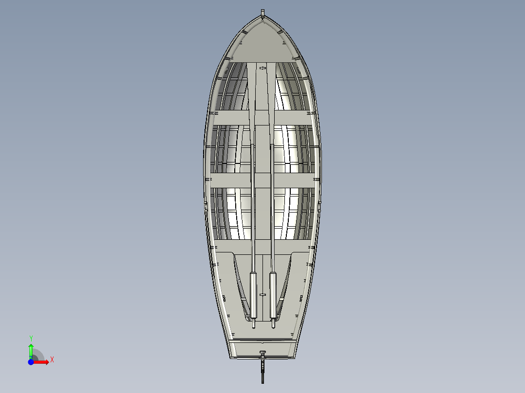 Jolle小船结构造型3D打印图纸 RHINO设计前视图