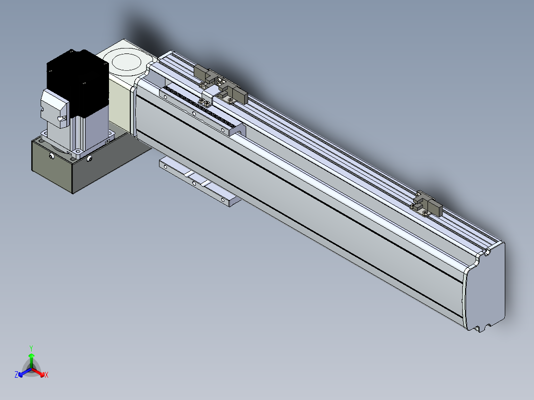 同步带滑台-半封闭B10H-L45-S300-LU-P40-D3正等轴测图