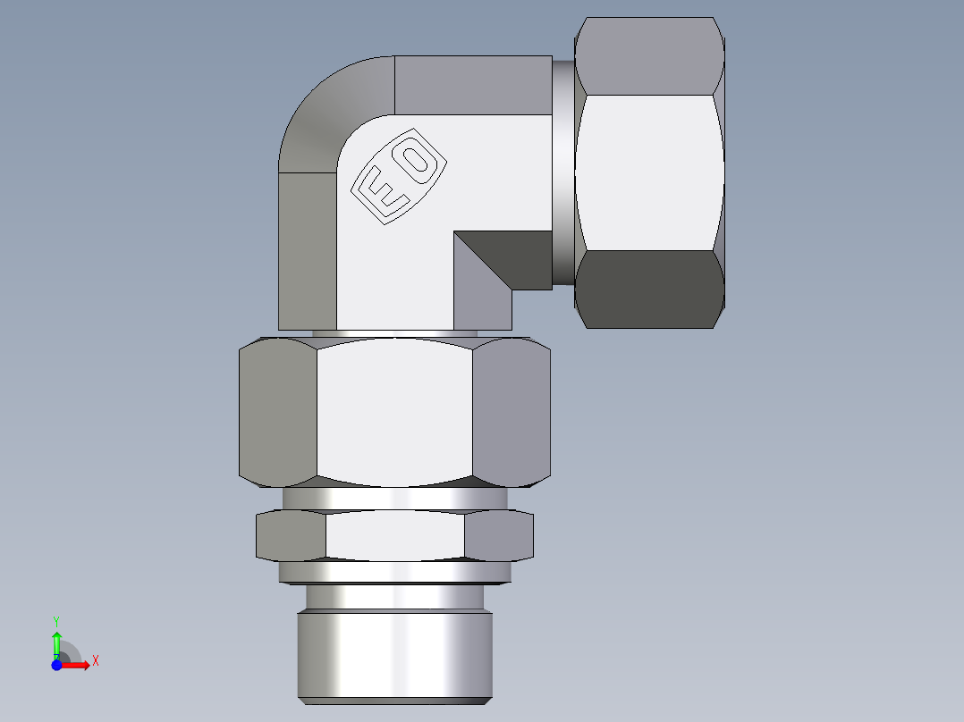 卡套式工业通用硬管接头EO_Assembled_adjustable_standpipe_elbow_EVW22LM71前视图
