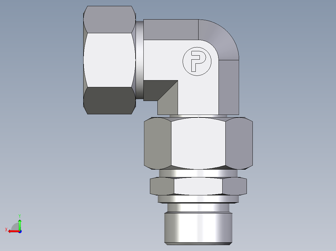 卡套式工业通用硬管接头EO_Assembled_adjustable_standpipe_elbow_EVW22LM71后视图