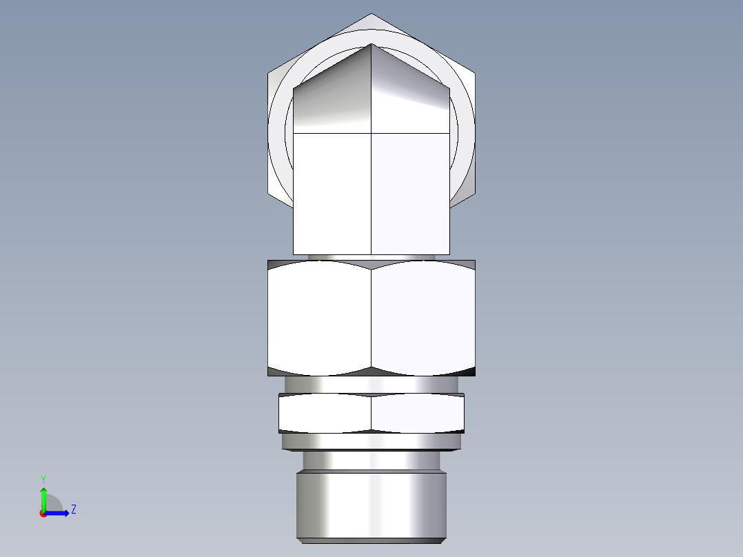 卡套式工业通用硬管接头EO_Assembled_adjustable_standpipe_elbow_EVW22LM71左视图