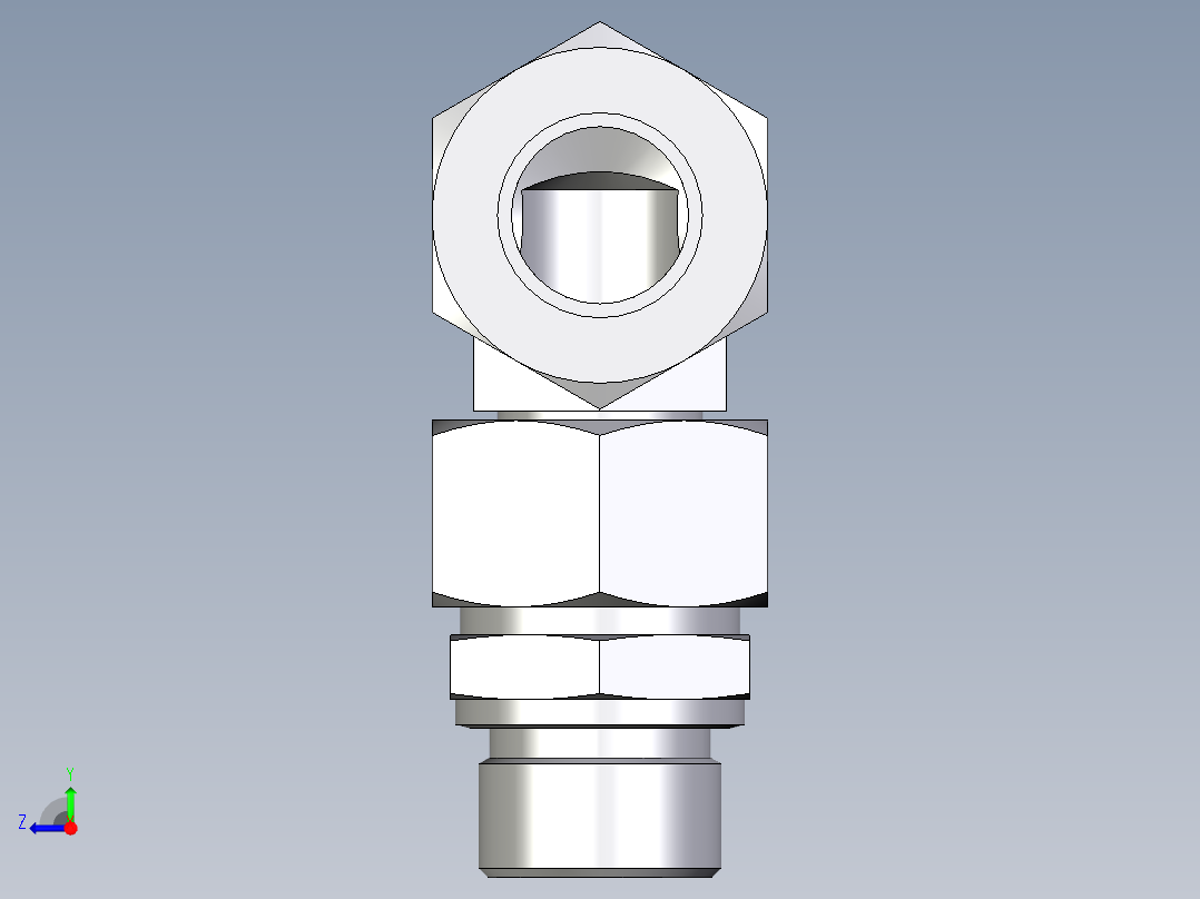 卡套式工业通用硬管接头EO_Assembled_adjustable_standpipe_elbow_EVW22LM71右视图