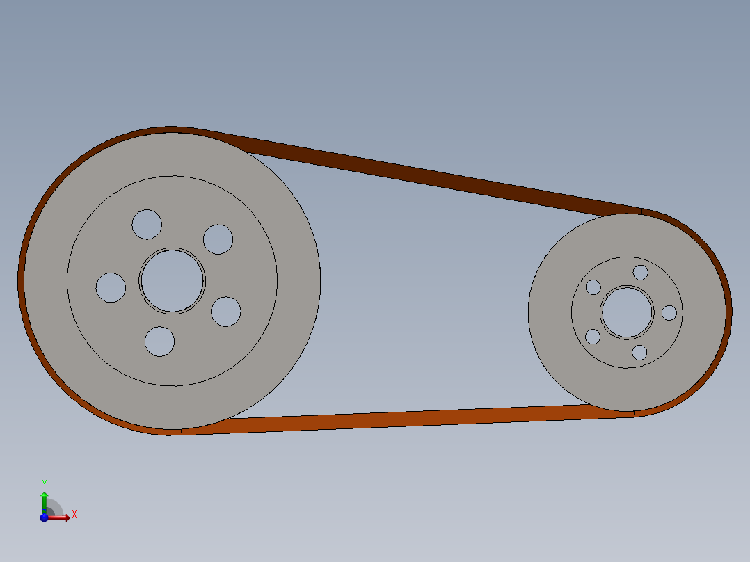 V 型皮带和滑轮机构--sw三维 3d模型设计图前视图