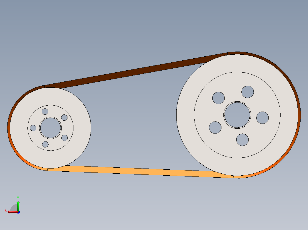 V 型皮带和滑轮机构--sw三维 3d模型设计图后视图
