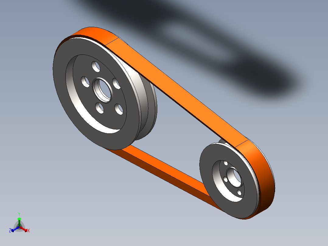 V 型皮带和滑轮机构--sw三维 3d模型设计图正等轴测图