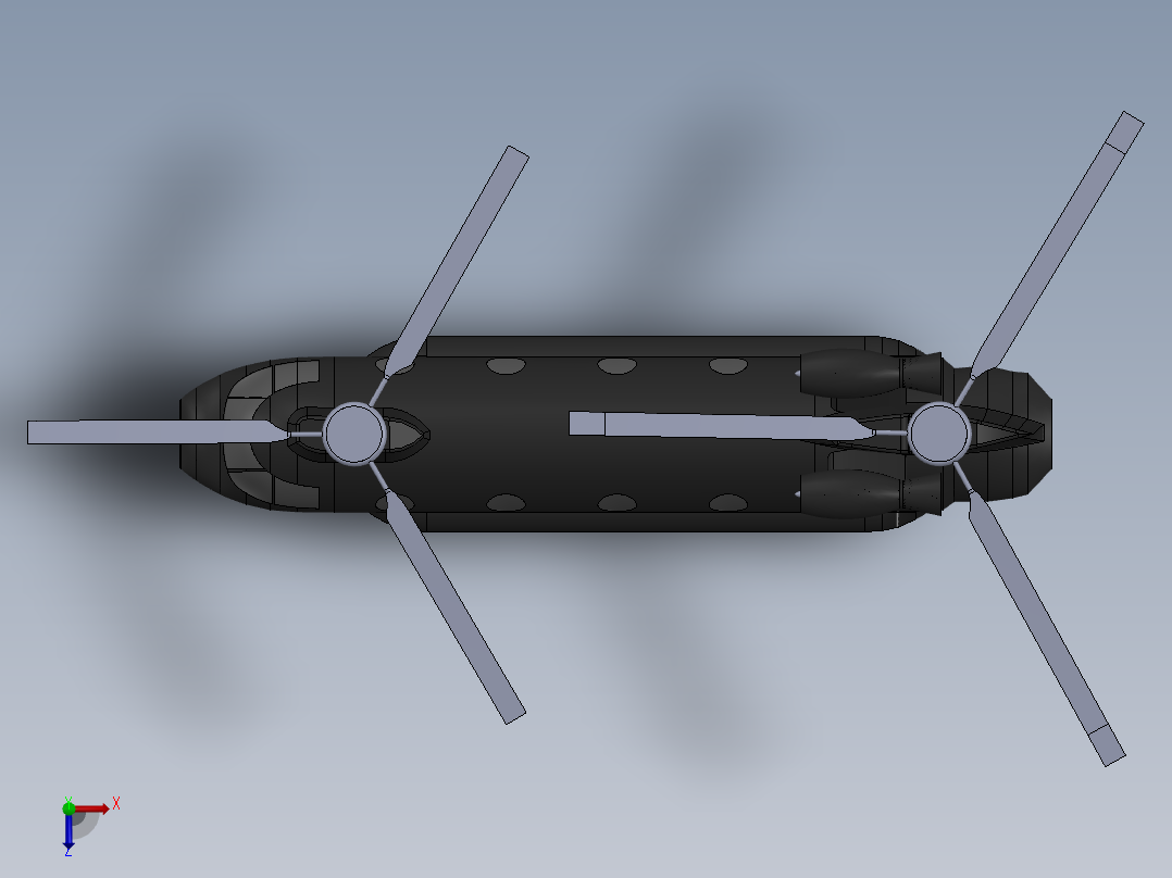 CH-47运输直升机简易玩具俯视图