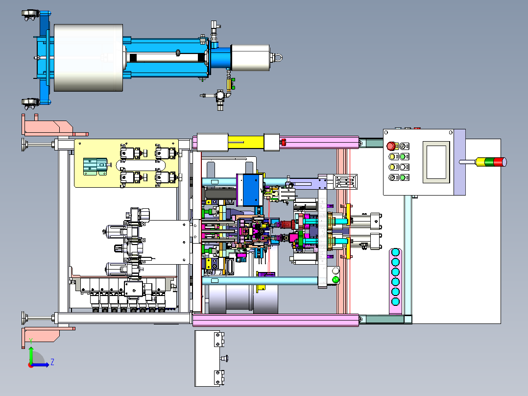 汽车座椅手动滑轨锁夹器组装机step左视图
