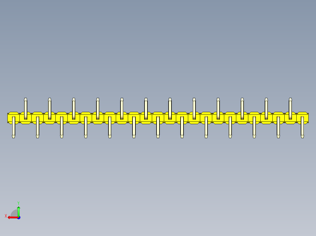彩色公排针 100mil 2.54mm 系列-DS1022_yellow_25p_100mil_Type_SMT_R2_rev1.0后视图