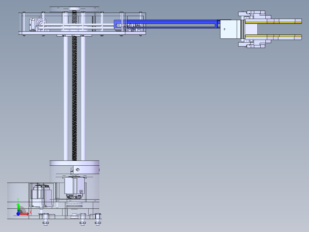 圆柱坐标伸缩上下机械臂前视图