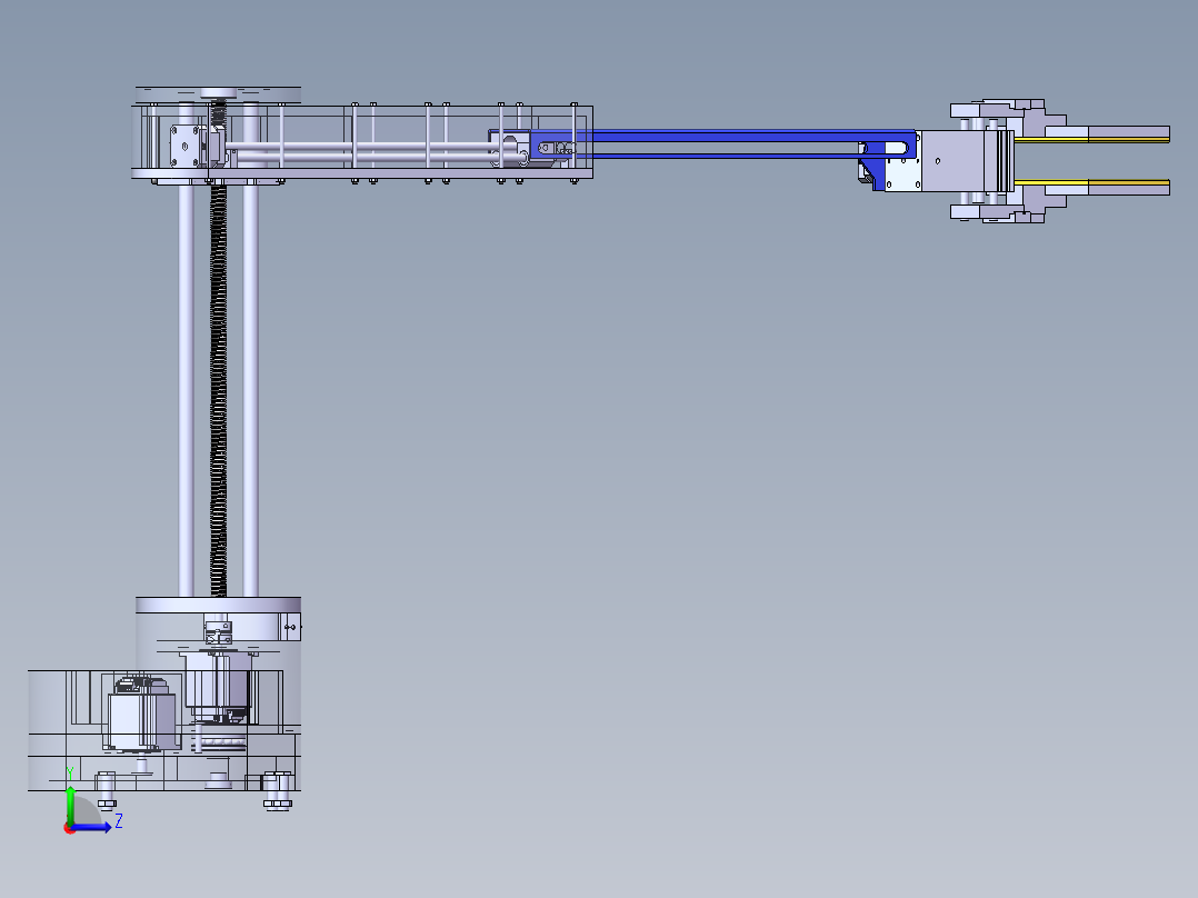 圆柱坐标伸缩上下机械臂左视图