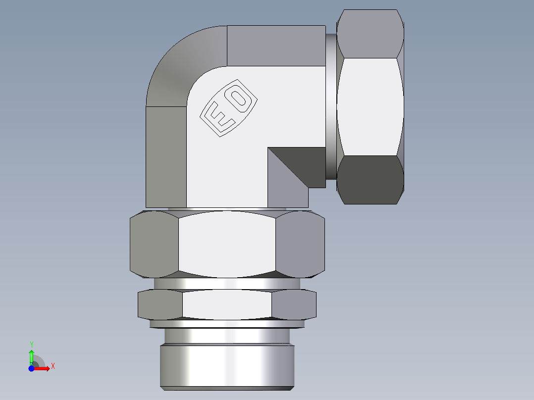 卡套式工业通用硬管接头EO_Assembled_adjustable_standpipe_elbow_EVW42LR71前视图