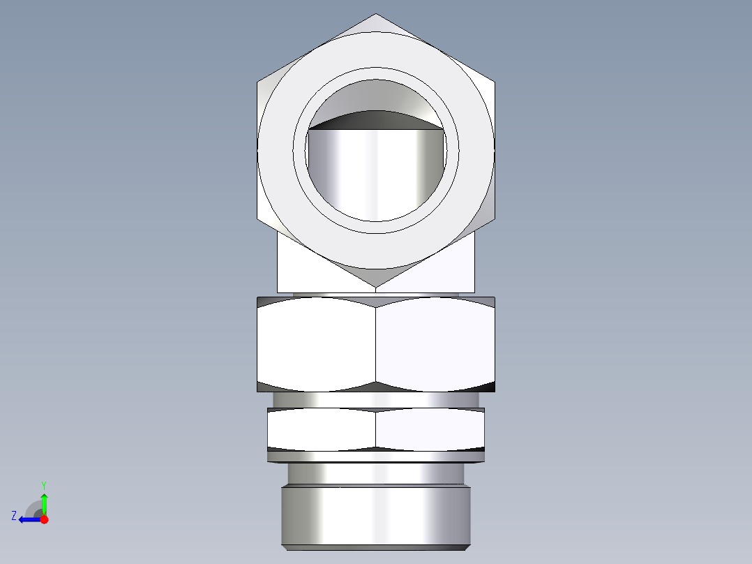 卡套式工业通用硬管接头EO_Assembled_adjustable_standpipe_elbow_EVW42LR71右视图