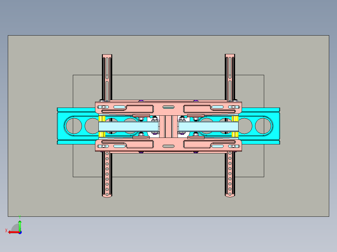 适用于 40 英寸至 65 英寸平面屏幕的平板铰接安装座电视挂壁架后视图
