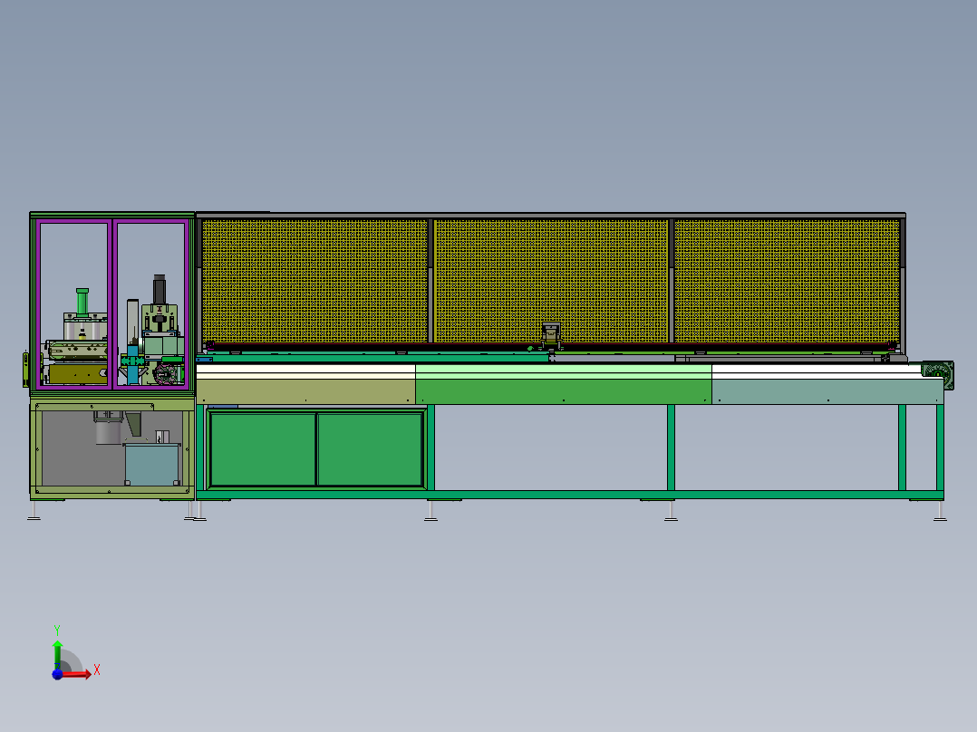 在线锯切冲切一体机(sw18可编辑+工程图+bom）前视图