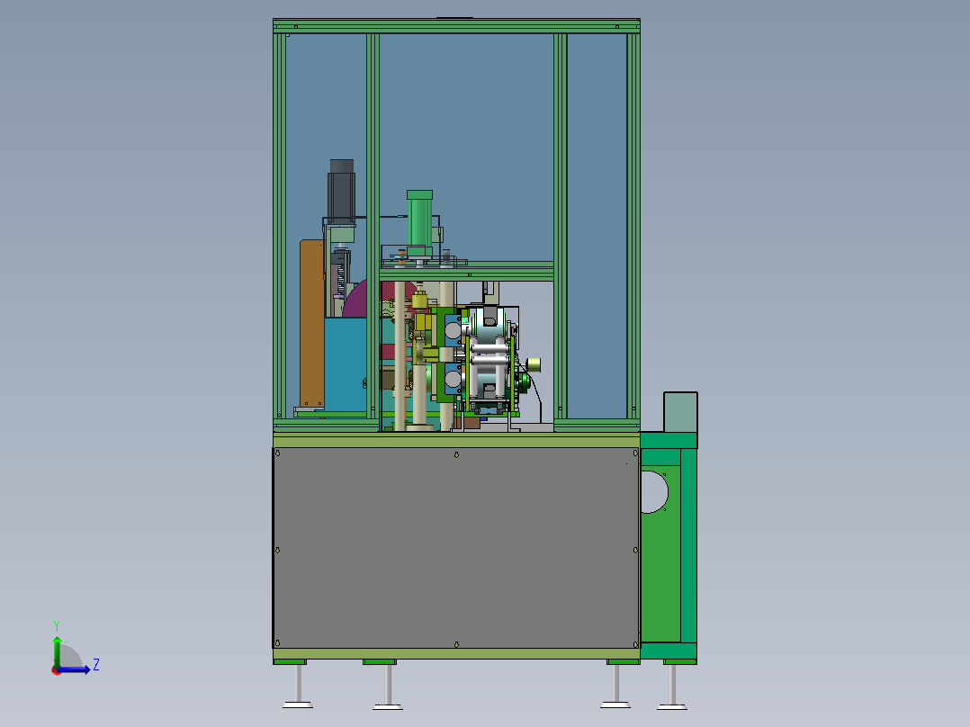在线锯切冲切一体机(sw18可编辑+工程图+bom）左视图