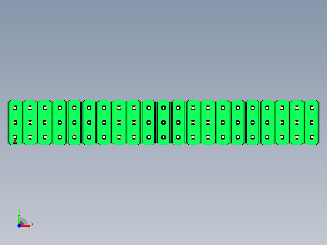 彩色公头100mil（2.54mm）系列-DS1021_green_3x21p_100mil_Type19_rev1.0前视图