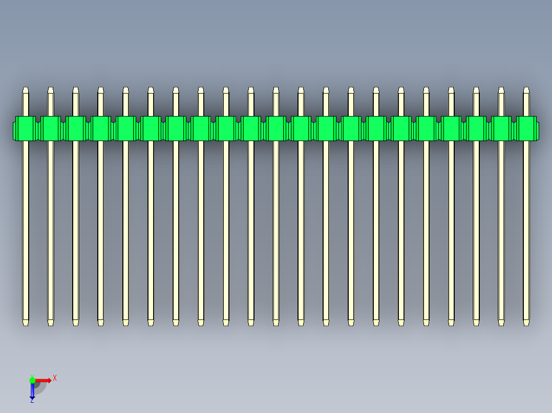 彩色公头100mil（2.54mm）系列-DS1021_green_3x21p_100mil_Type19_rev1.0俯视图