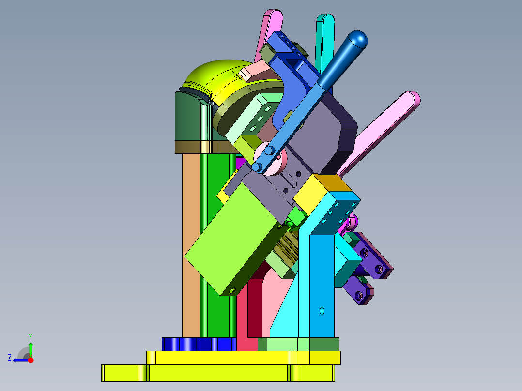 尾排进气半壳焊接夹具右视图