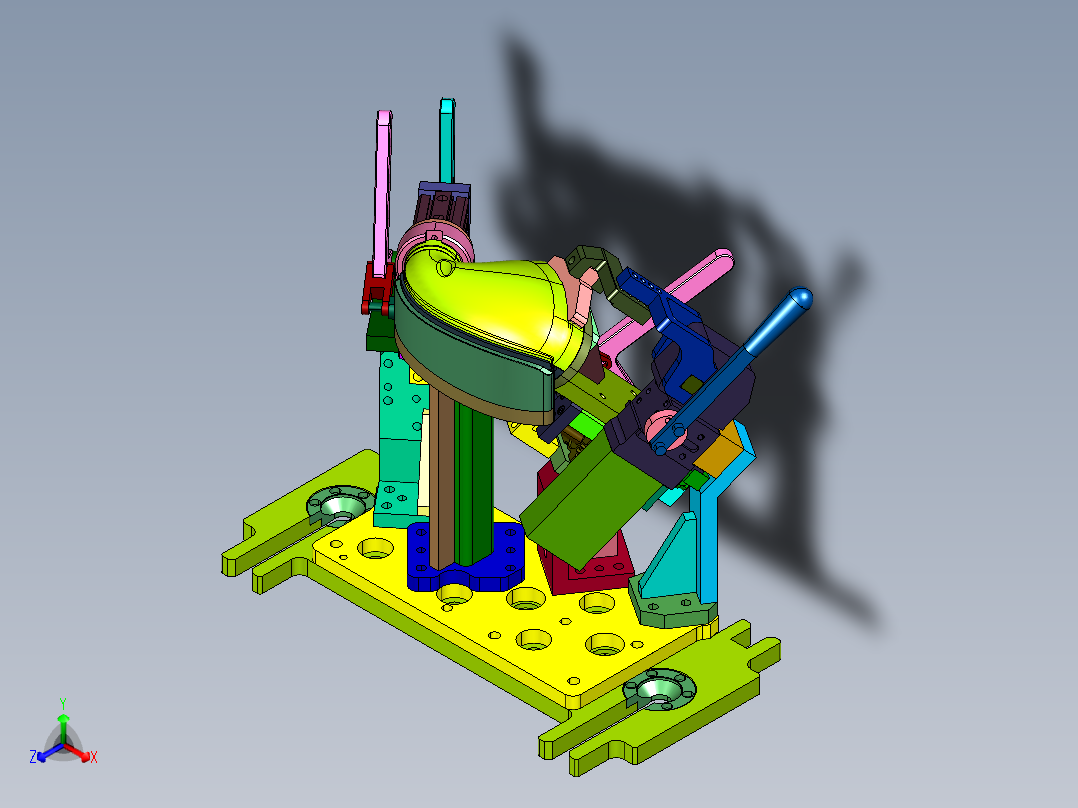 尾排进气半壳焊接夹具正等轴测图